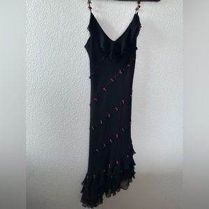Beautiful asymmetric black rose dress!
